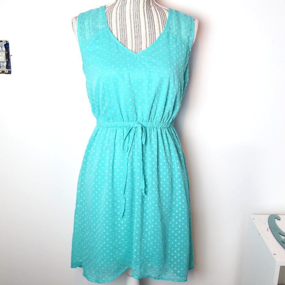 Turquoise Polo Closed Sheer Back Dress